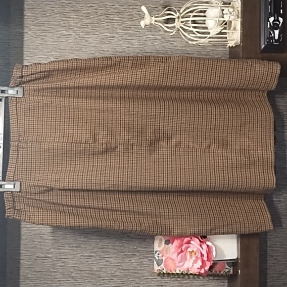 David Warren Skirt Stretch Waistband Open Front Slit Zipper Browns Lined Size 14 - Picture 9 of 9